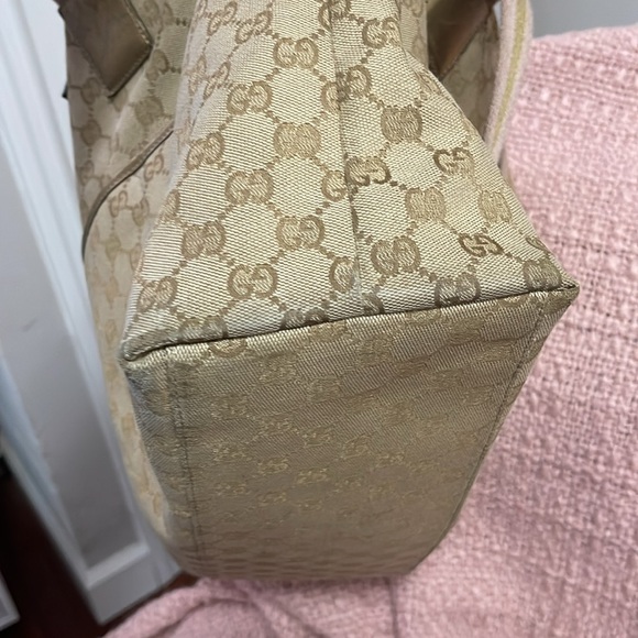 Authentic Gucci monogram web large tote bronze LuxeFindsResale.com - Picture 6 of 9